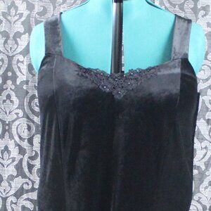 More Jazz Black Velvet Embroidered Floral Maxi Dress 2X